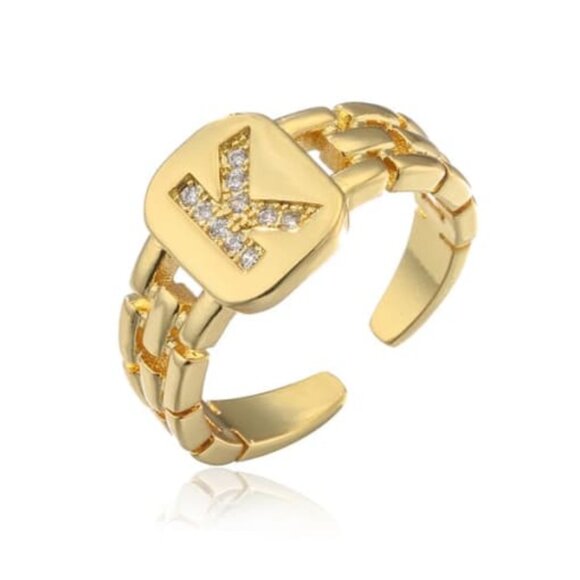 K - Initial Ring - Gold tone - Picture 1 of 2